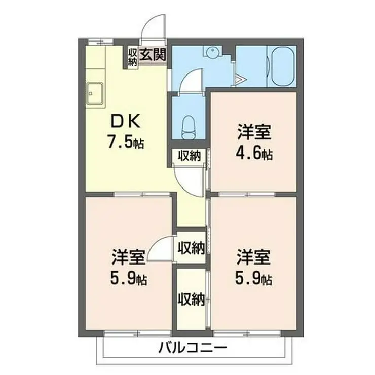 セイオンハイツA棟 2階階 間取り