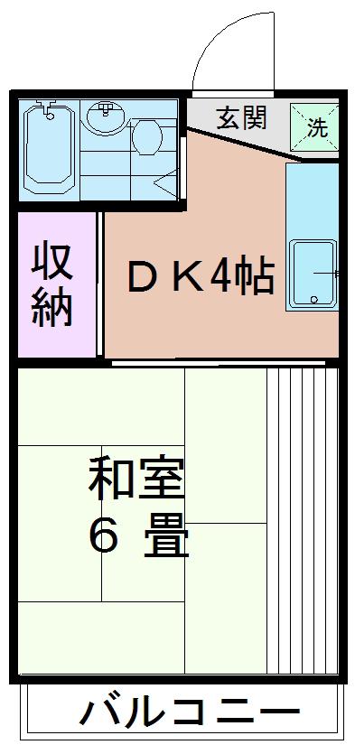 公園ハイツ(1DK/3階)の間取り写真