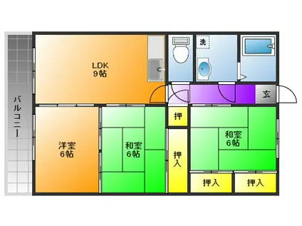 NO6山一ビル(3LDK/3階)の間取り写真