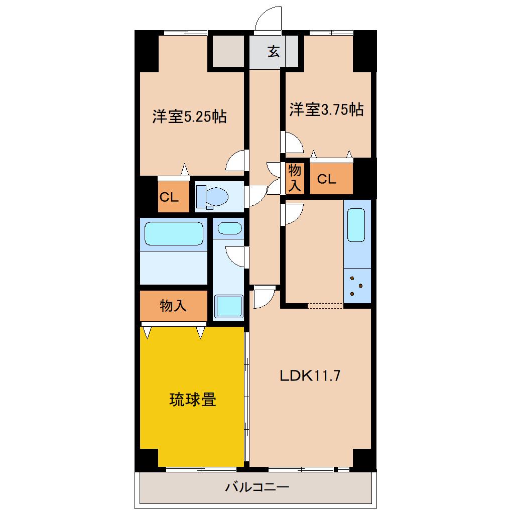 ライオンズマンション水戸備前町(3LDK/4階)の間取り写真