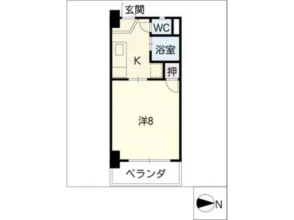 岡田第一ビル(1K/4階)の間取り写真