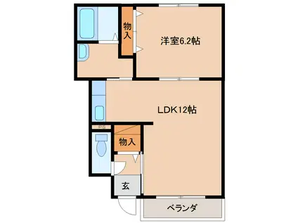 パストラルキノシタII(1LDK/1階)の間取り写真