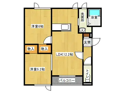 ミモザ緑町B(2LDK/2階)の間取り写真