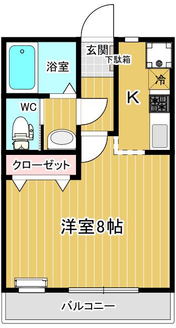 ナルシマハイツB(1K/2階)の間取り写真