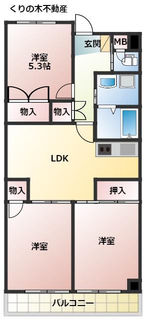 ライブタウン宝来(3LDK/9階)の間取り写真