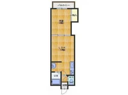 クオレ松陰(1LDK/4階)の間取り写真