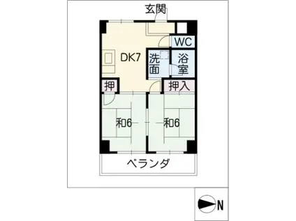 第1アリストマンション(2DK/2階)の間取り写真