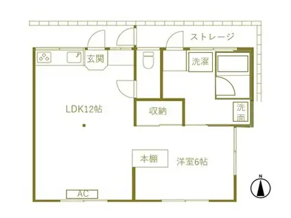 ハトキチ(1LDK/1階)の間取り写真