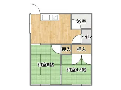 小浜ハイツ(2DK/2階)の間取り写真