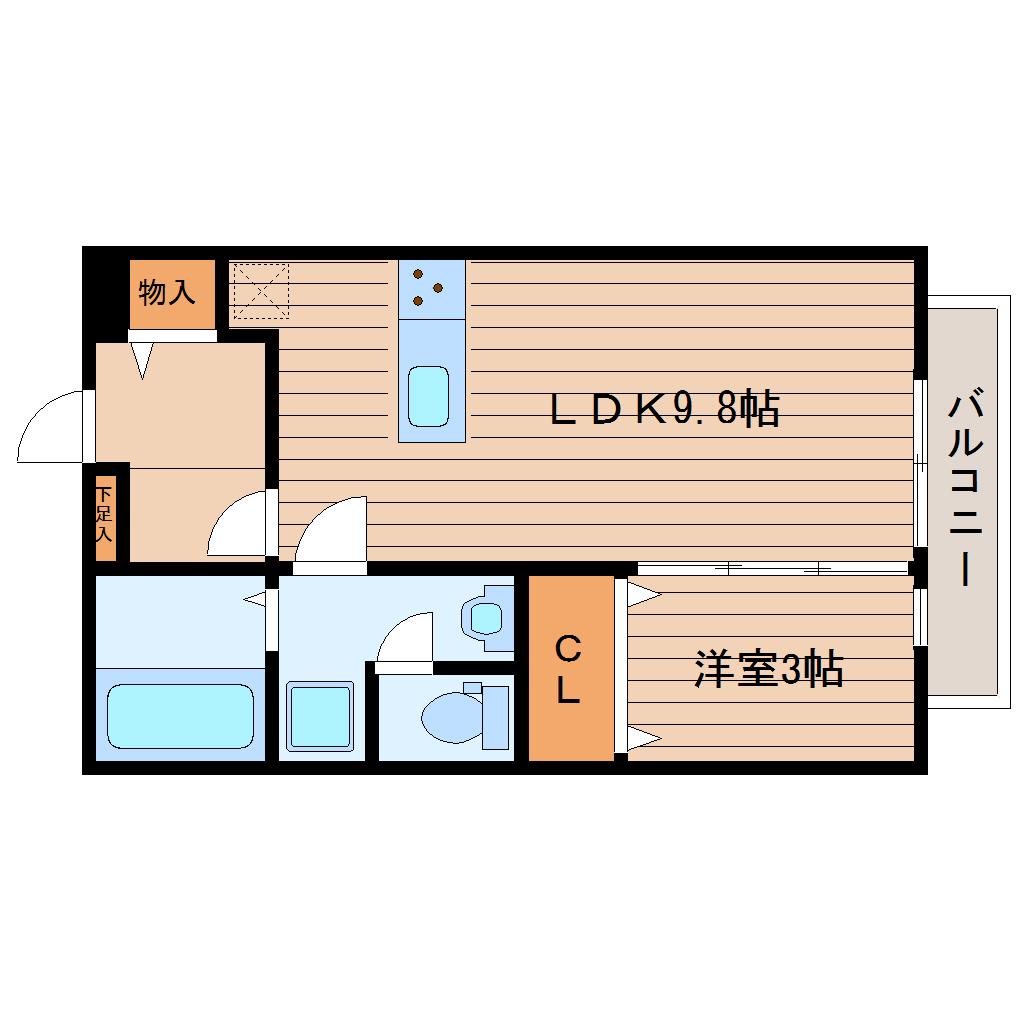 ルミナス川平(1LDK/2階)の間取り写真