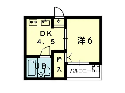 サテライトハイツ渡鹿(1K/2階)の間取り写真