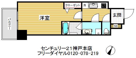 ラナップスクエア湊川公園(1K/6階)の間取り写真