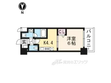 アクアプレイス京都三条朱雀(1K/3階)の間取り写真