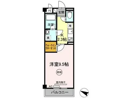 イミソーレ(1K/1階)の間取り写真