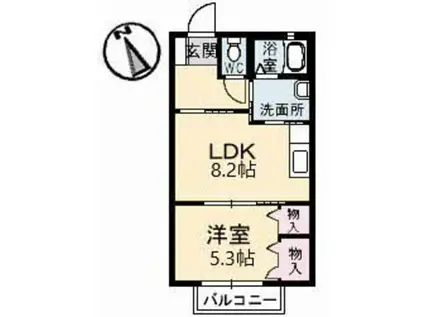サン・リバー弐番館(1LDK/1階)の間取り写真