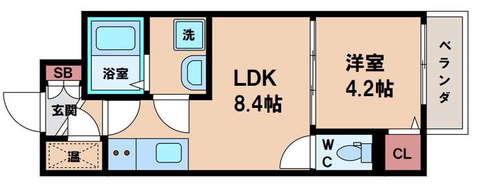 GRANDIR杉本町(1LDK/3階)の間取り写真