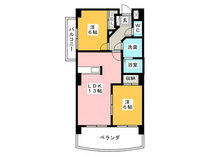 リーガル桜島(2LDK/1階)の間取り写真