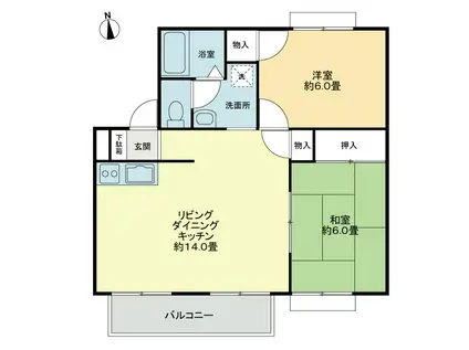 フォブール吉峰 A棟(2LDK/2階)の間取り写真