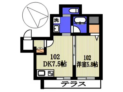 登戸新町メゾン(1DK/1階)の間取り写真