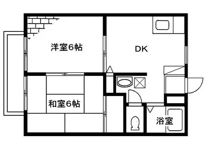 メゾンテヅカA(2DK/2階)の間取り写真