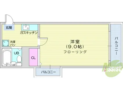 サンシティ荒町(1K/4階)の間取り写真