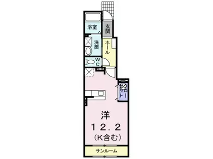 セトル ヒバリ(ワンルーム/1階)の間取り写真