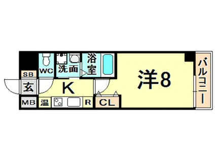 シティフラット尼崎(1K/6階)の間取り写真