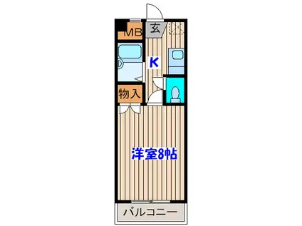 シャレード北仙台(1K/4階)の間取り写真