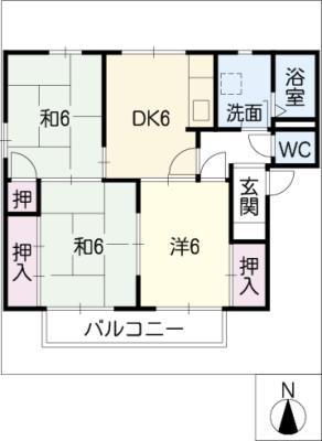 フレグランス市道A棟(3DK/2階)の間取り写真