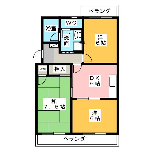 サンセットストリート(3DK/3階)の間取り写真