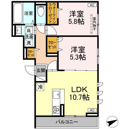 D-RESIDENCE川口B(2LDK/1階)の間取り写真