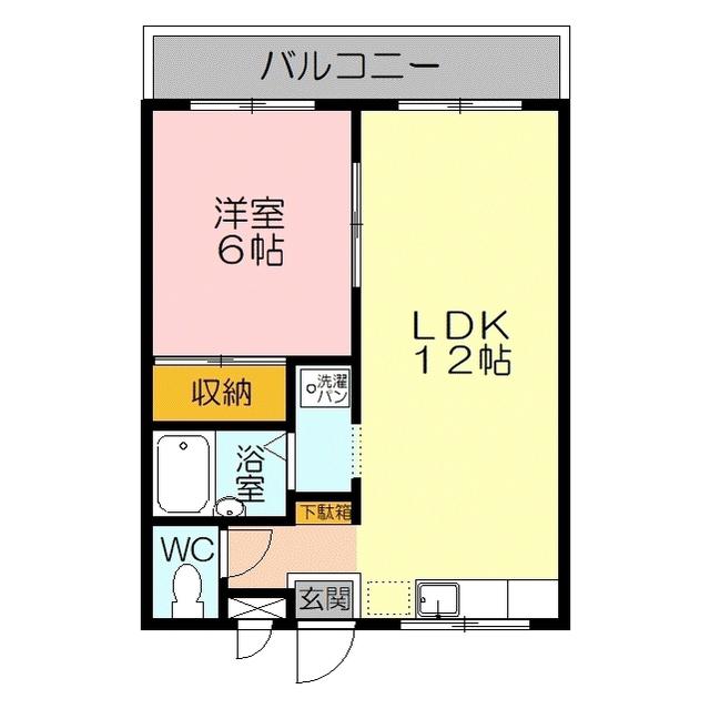 ペルル渡辺(1LDK/2階)の間取り写真