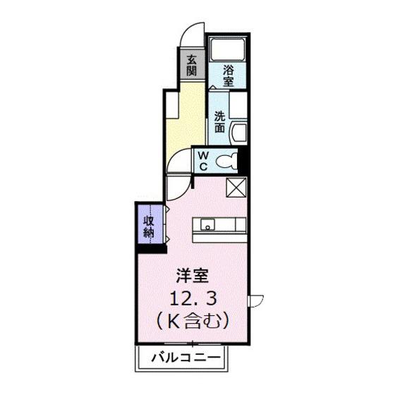 サニーヴィラS(ワンルーム/1階)の間取り写真