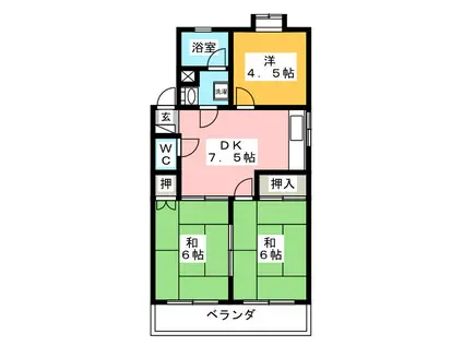 中濃ハイツ(3DK/3階)の間取り写真