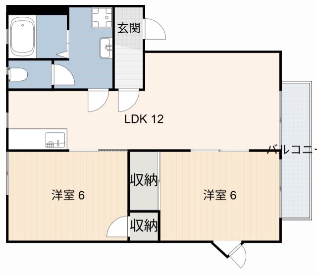 ジュネスシャトーA(2LDK/2階)の間取り写真