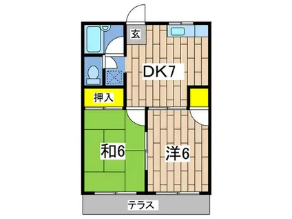 KMハイツ(2DK/2階)の間取り写真