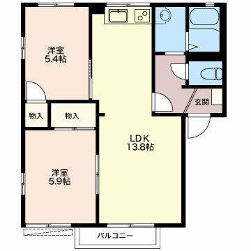 エスポアールMIDA A(2LDK/2階)の間取り写真