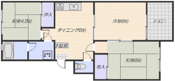 車コーポラス(3DK/1階)の間取り写真