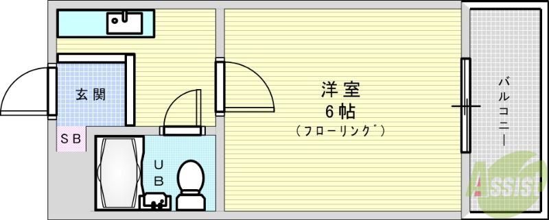 マリアージュ箕面(1K/3階)の間取り写真