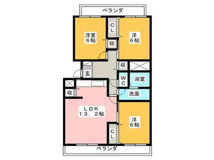 MESSAGE桜橋(3LDK/4階)の間取り写真