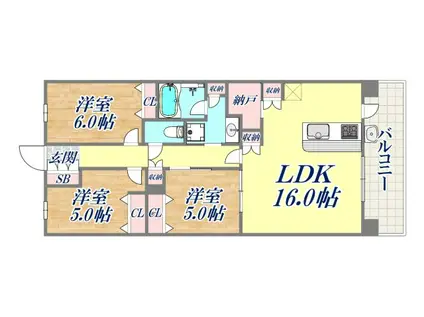 プレサンスロジェ須磨妙法寺桜の杜ウエスト HILLS(3LDK/8階)の間取り写真