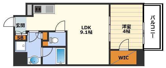 エル・セレーノ天満橋(1LDK/6階)の間取り写真