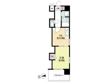 レジディア博多(1DK/2階)の間取り写真