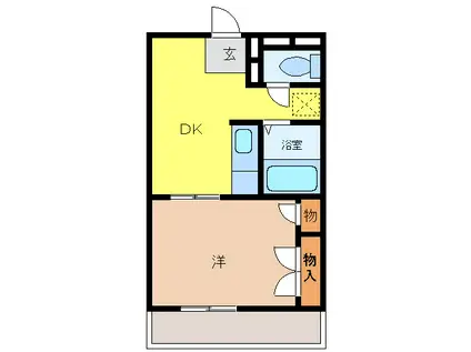 南海本線 泉大津駅 徒歩8分 2階建 築28年(1DK/2階)の間取り写真
