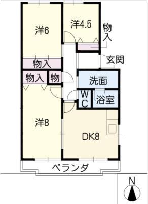 フィオーレ マキ(3DK/2階)の間取り写真