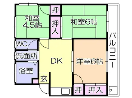 グリーンハイツ国分町(3DK/2階)の間取り写真