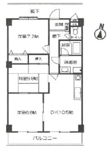ヴェルデ藤尾 2番館(3LDK/4階)の間取り写真