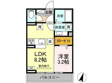 ヴィラクレストVI(1LDK/1階)の間取り写真