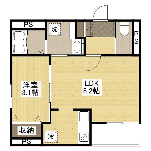 月光福山東壱番館(1LDK/3階)の間取り写真