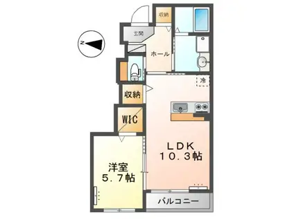 グリーンコート(1LDK/1階)の間取り写真
